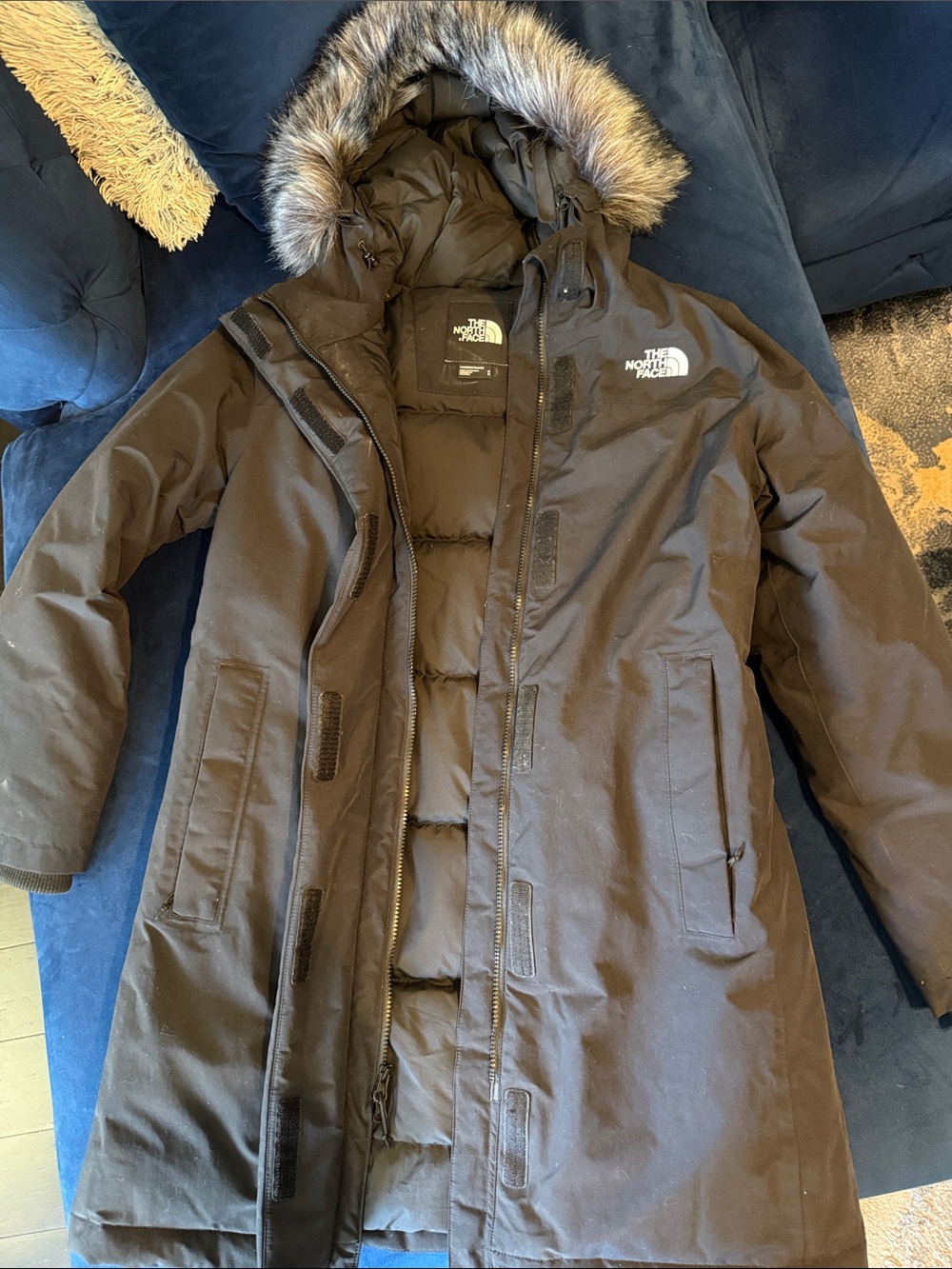 The North Face Dark Brown Down Parka with Fur-Trim Hood